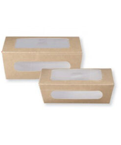 Κουτί συσκευασίας φαγητού craft 1000ml με διπλό παράθυρο 50τεμ