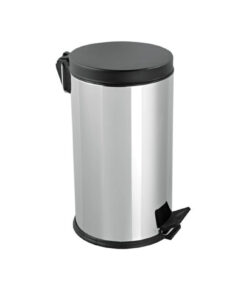 Χαρτοδοχείο inox με πεντάλ με μαύρο καπάκι 5lt