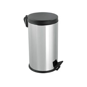 Χαρτοδοχείο inox με πεντάλ με μαύρο καπάκι 5lt